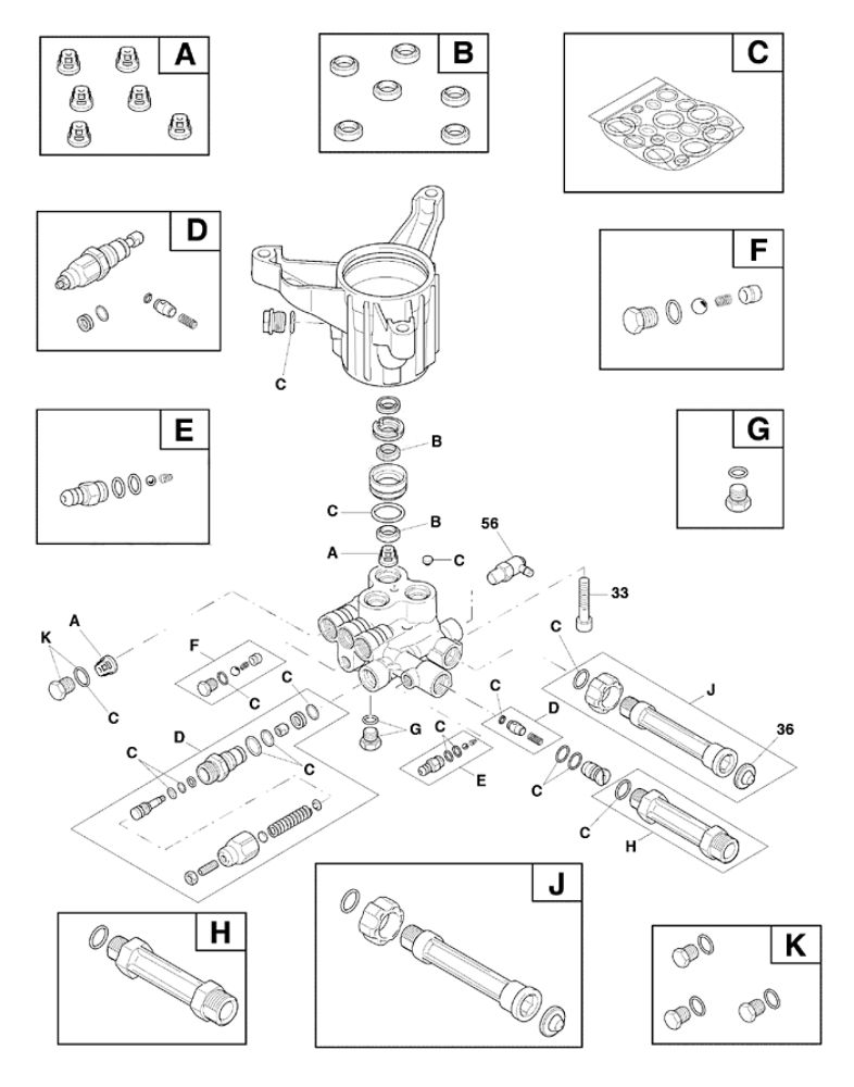 Pump Diagram and Parts List for 020735-00  Briggs and Stratton Pressure Washer